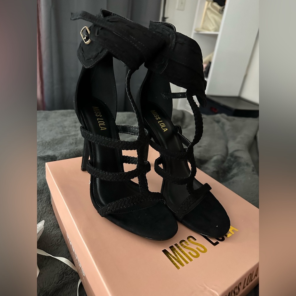 Black Strappy Sandal High Heels